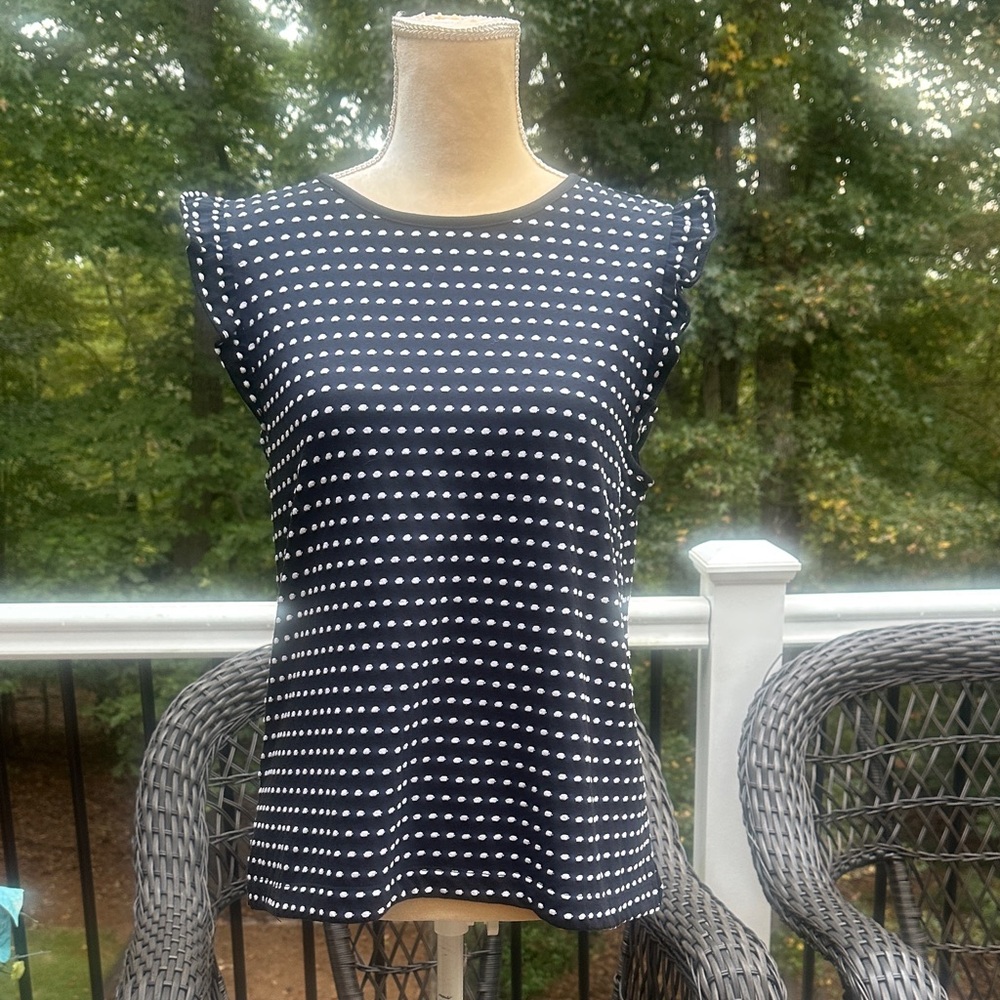 Like New: Elegant Black and White Polka Dot Blouse